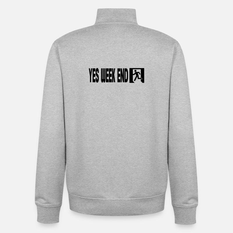 Yes Week End - Emergency - Unisex Organic Zip Sweatshirt by Stanley/Stella - heather grey