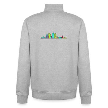 Dhaka City Skyline National Monument Art - Unisex Organic Zip Sweatshirt by Stanley/Stella - heather grey - Back - AI Model Male 185 light (185cm)