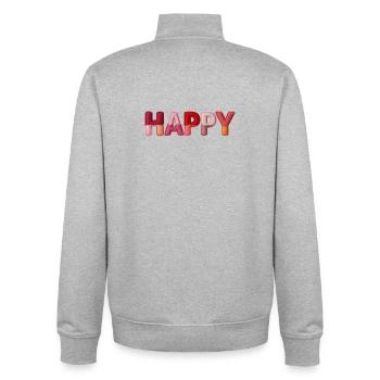 Tendance typographique du look tissu heureux - Sweat zippé unisexe en coton bio Stanley/Stella - gris chiné - Dos - AI Model Male 185 light (185cm)