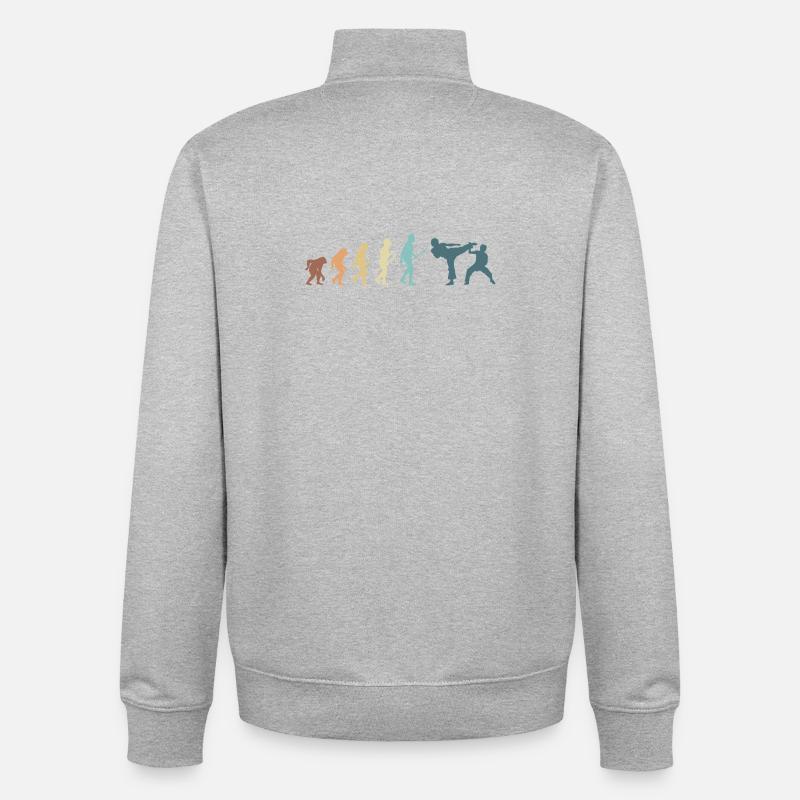 Arts martiaux Evolution Karate MMA Fighter - Sweat zippé unisexe en coton bio Stanley/Stella - gris chiné