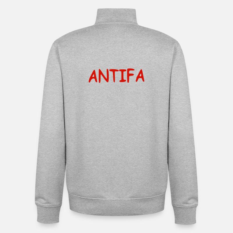 Antifa - red - Unisex Organic Zip Sweatshirt von Stanley/Stella - Grau meliert