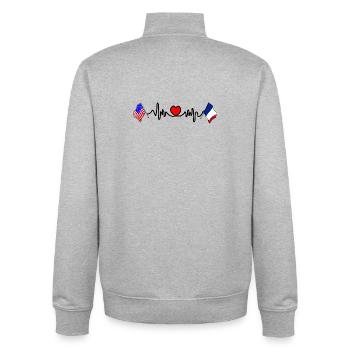 Cardio-Herz mit USA-Flagge und Frankreich-Flagge - Unisex Organic Zip Sweatshirt von Stanley/Stella - Grau meliert - Hinten - AI Model Male 185 light (185cm)
