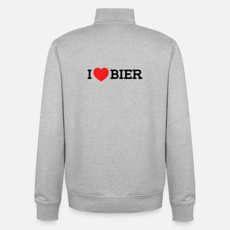 I love Bier (Farben änderbar) - Unisex Organic Zip Sweatshirt von Stanley/Stella - Grau meliert