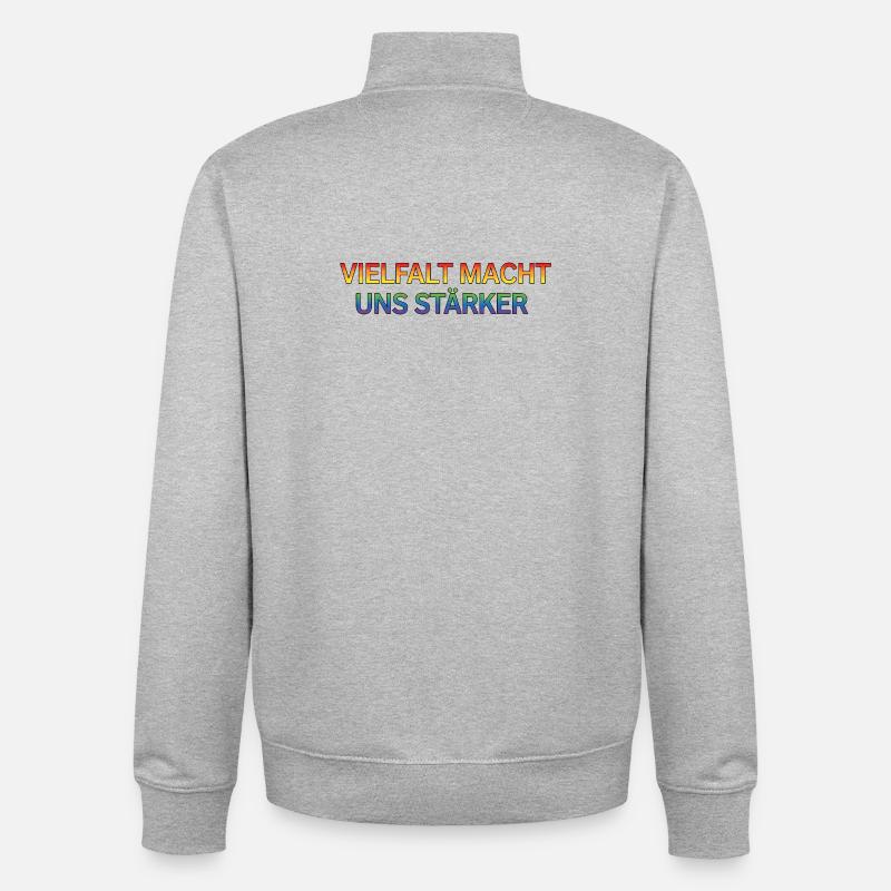 Diversity makes us stronger - Unisex Organic Zip Sweatshirt by Stanley/Stella - heather grey