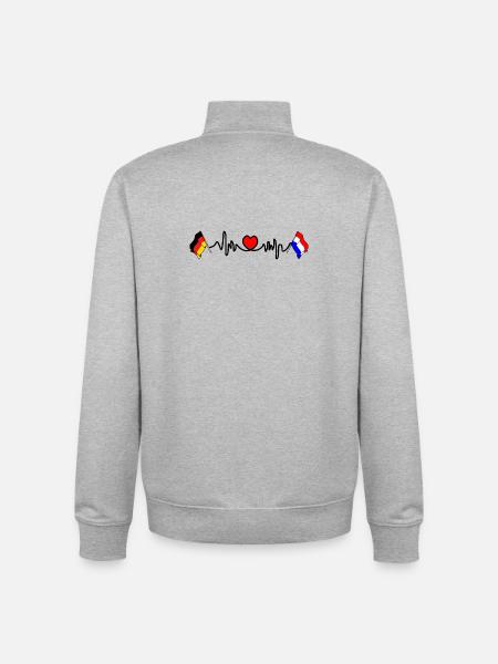 Cardio heart with Flag Germany and flag Netherlands - Unisex Organic Zip Sweatshirt by Stanley/Stella - heather grey