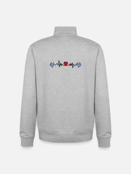 Heart rate cardio for Uruguay - Unisex Organic Zip Sweatshirt by Stanley/Stella - heather grey