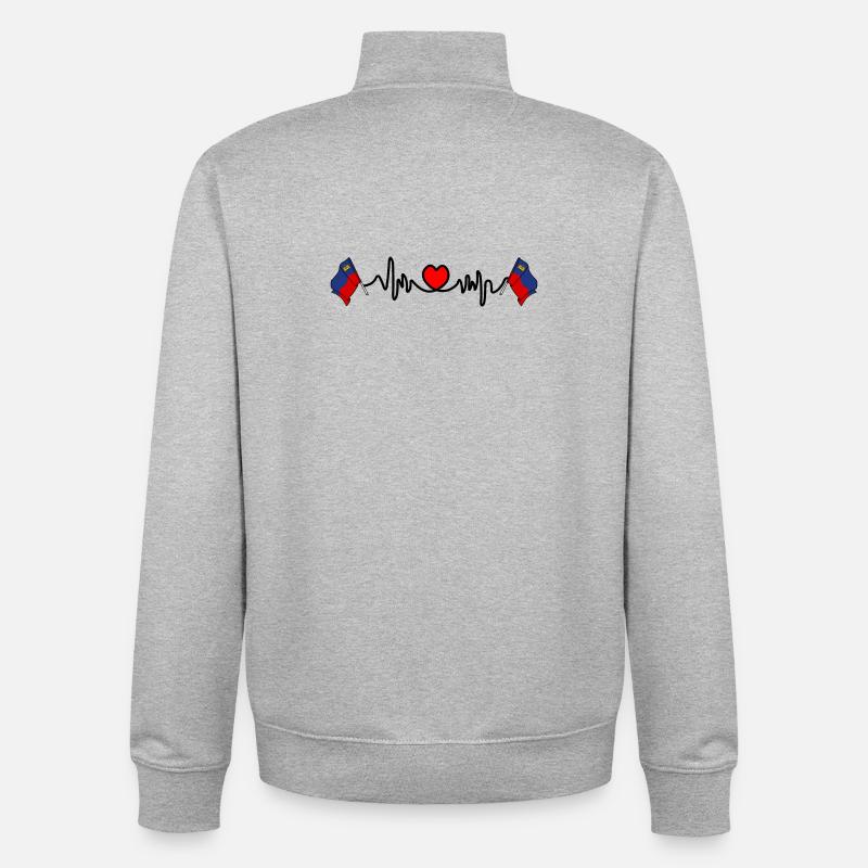 Herzfrequenz-Cardio für Liechtenstein - Unisex Organic Zip Sweatshirt von Stanley/Stella - Grau meliert