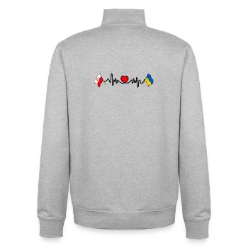 Cardio heart Flag Poland, flag Ukraine - Unisex Organic Zip Sweatshirt by Stanley/Stella - heather grey - Back - AI Model Male 185 light (185cm)