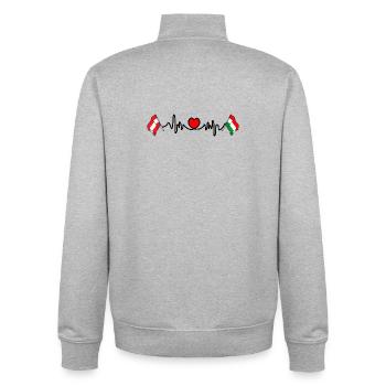 Cardio heart Flag Austria, flag Hungary - Unisex Organic Zip Sweatshirt by Stanley/Stella - heather grey - Back - AI Model Male 185 light (185cm)