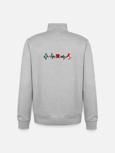 Cardio heart Drapeau Suède, drapeau Canada - Sweat zippé unisexe en coton bio Stanley/Stella - gris chiné