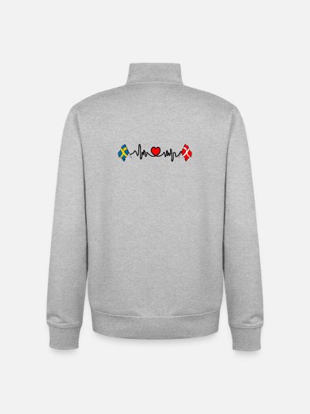 Cardio hartjet Flag Sweden, flag Denmark - Unisex Organic Zip Sweatshirt by Stanley/Stella - heather grey