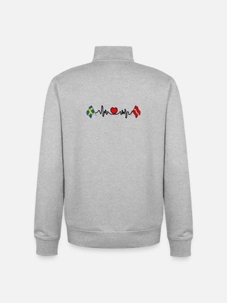 Cardio heart Flag Sweden, flag Latvia - Unisex Organic Zip Sweatshirt by Stanley/Stella - heather grey