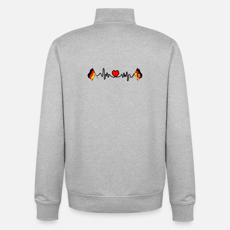 Cardio heart Drapeau Allemagne, drapeau Basse-Saxe - Sweat zippé unisexe en coton bio Stanley/Stella - gris chiné