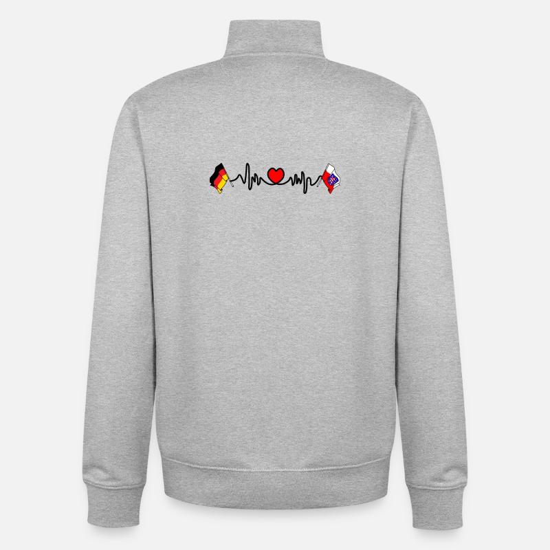 Cardio cardiaque Drapeau Allemagne, Thuringe - Sweat zippé unisexe en coton bio Stanley/Stella - gris chiné
