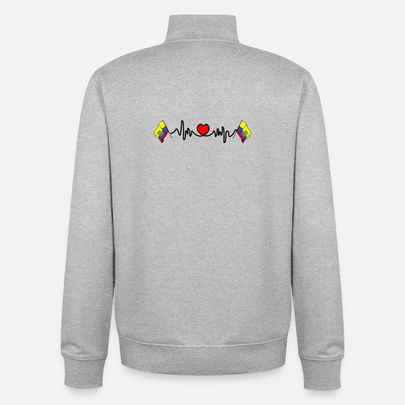 Herzfrequenz-Cardio für Ecuador - Unisex Organic Zip Sweatshirt von Stanley/Stella - Grau meliert