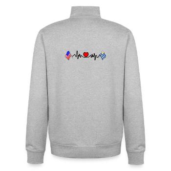 Cardio-Herz mit USA-Flagge und Uruguay-Flagge - Unisex Organic Zip Sweatshirt von Stanley/Stella - Grau meliert - Hinten - AI Model Male 185 light (185cm)