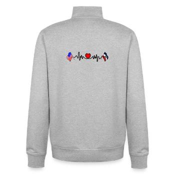 Cardio cardiaque avec drapeau des États-Unis et drapeau de l’Utah - Sweat zippé unisexe en coton bio Stanley/Stella - gris chiné - Dos - AI Model Male 185 light (185cm)