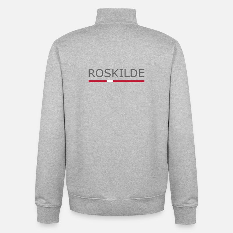 Roskilde - Drapeau du Danemark - Dänemark - Sweat zippé unisexe en coton bio Stanley/Stella - gris chiné