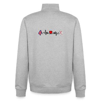 City of London & UK Heartbeat - Unisex Organic Zip Sweatshirt by Stanley/Stella - heather grey - Back - AI Model Male 185 light (185cm)