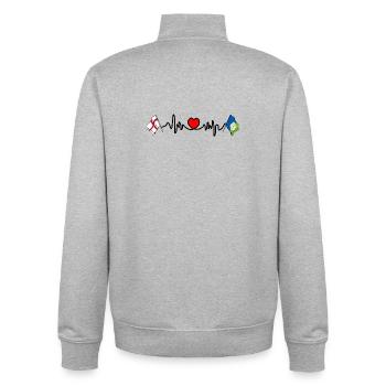 East Riding traversé avec drapeau anglais - Sweat zippé unisexe en coton bio Stanley/Stella - gris chiné - Dos - AI Model Male 185 light (185cm)
