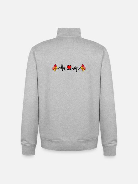 Hampshire Flag with Heartbeat - Unisex Organic Zip Sweatshirt by Stanley/Stella - heather grey