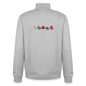 Kent Flag + Heartbeat + England Flag - Unisex Organic Zip Sweatshirt by Stanley/Stella - heather grey - Back - AI Model Male 185 light (185cm)