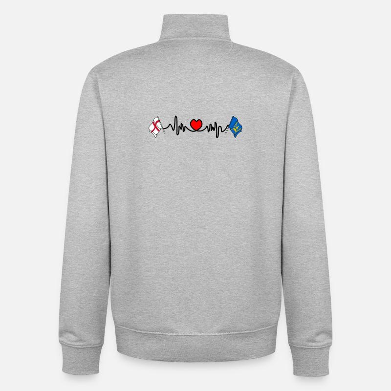 Suffolk & England Herzschlag - Unisex Organic Zip Sweatshirt von Stanley/Stella - Grau meliert