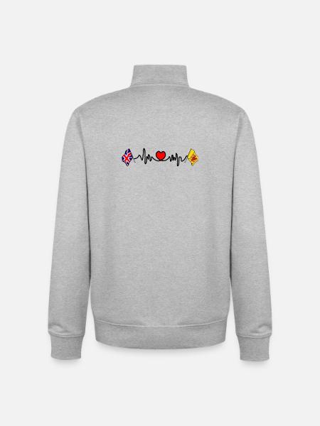omerset flag + heartbeat + UK flag - Unisex Organic Zip Sweatshirt by Stanley/Stella - heather grey