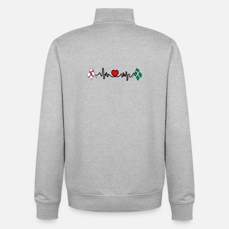 Devon & England Herzschlag - Unisex Organic Zip Sweatshirt von Stanley/Stella - Grau meliert