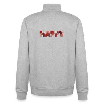 Look patchwork en tissu patchwork Happy - Sweat zippé unisexe en coton bio Stanley/Stella - gris chiné - Dos - AI Model Male 185 light (185cm)