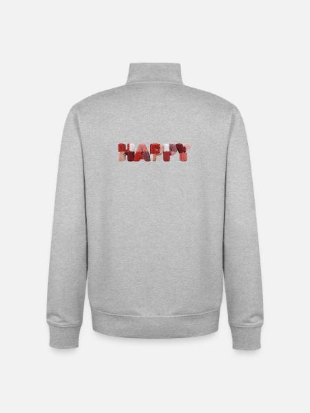 Happy Patchwork Design Stoffflicken Look - Unisex Organic Zip Sweatshirt von Stanley/Stella - Grau meliert