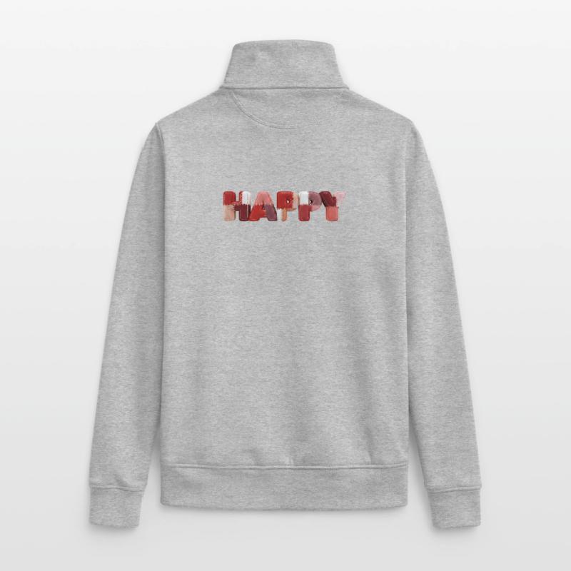 Happy Patchwork Design Fabric Patchwork Look Unisex Organic Zip Sweatshirt by Stanley/Stella