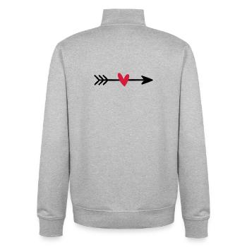 Arrow with heart cupid love gift - Unisex Organic Zip Sweatshirt by Stanley/Stella - heather grey - Back - AI Model Male 185 light (185cm)
