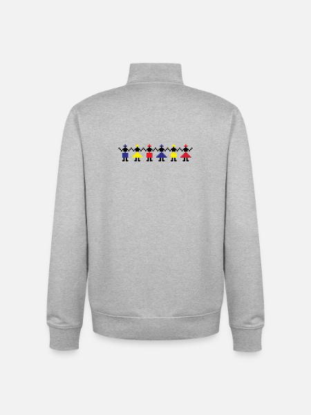HORA - Traditional Romanian folk art - Unisex Organic Zip Sweatshirt by Stanley/Stella - heather grey