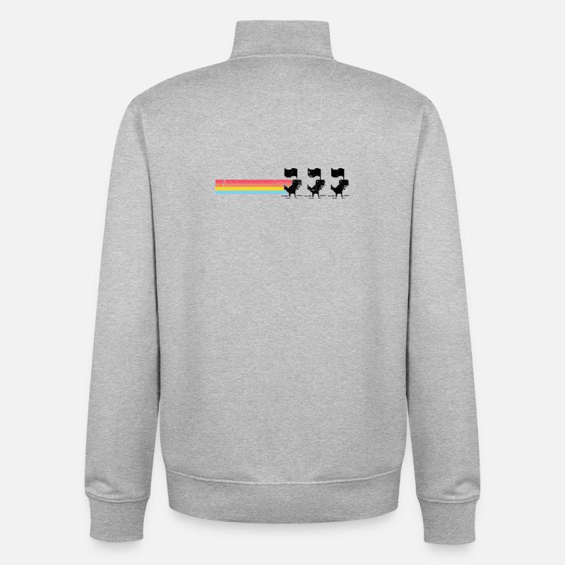 Silhouette de rayures arc-en-ciel pastel - Sweat zippé unisexe en coton bio Stanley/Stella - gris chiné
