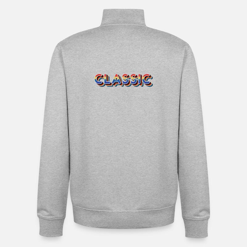 Texte rétro arc-en-ciel classique - Sweat zippé unisexe en coton bio Stanley/Stella - gris chiné