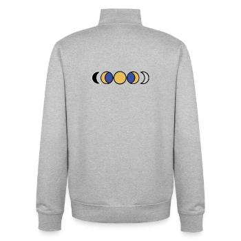 Mondphasen in Gold und Blau - Unisex Organic Zip Sweatshirt von Stanley/Stella - Grau meliert - Hinten - AI Model Male 185 light (185cm)