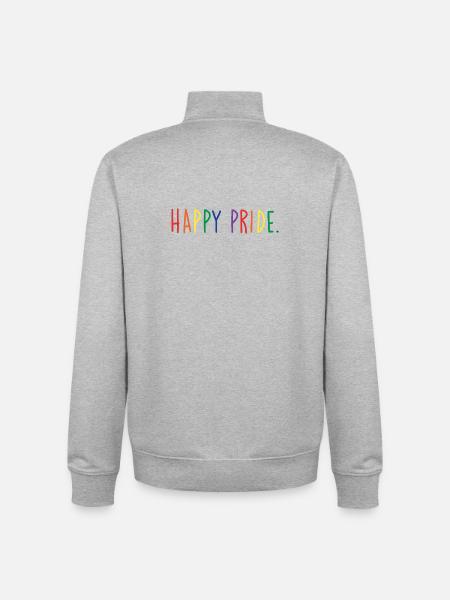 HAPPY PRIDE rainbow - Unisex Organic Zip Sweatshirt by Stanley/Stella - heather grey