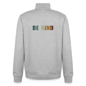 Sei freundlich - Unisex Organic Zip Sweatshirt von Stanley/Stella - Grau meliert - Hinten - AI Model Male 185 light (185cm)