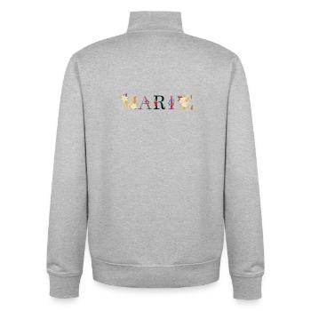 MARIE name decorated with flowers - Unisex Organic Zip Sweatshirt by Stanley/Stella - heather grey - Back - AI Model Male 185 light (185cm)