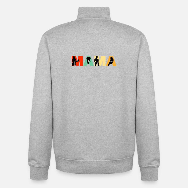 Basse Maman Musicienne rétro Mère - Sweat zippé unisexe en coton bio Stanley/Stella - gris chiné