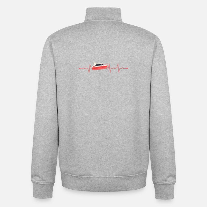 Herzschlag Boot Motorboot - Unisex Organic Zip Sweatshirt von Stanley/Stella - Grau meliert