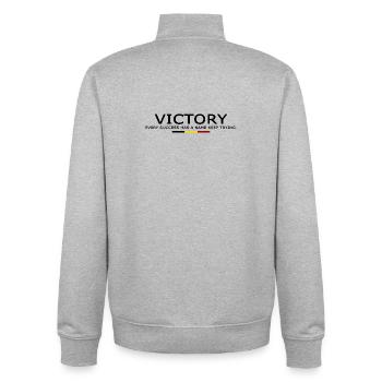 Victory EVERY SUCCESS HAS A NAME KEEP TRYING BELII - Unisex Organic Zip Sweatshirt by Stanley/Stella - heather grey - Back - AI Model Male 185 light (185cm)