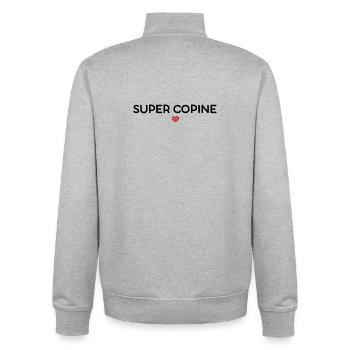 Great girlfriend - Unisex Organic Zip Sweatshirt by Stanley/Stella - heather grey - Back - AI Model Male 185 light (185cm)