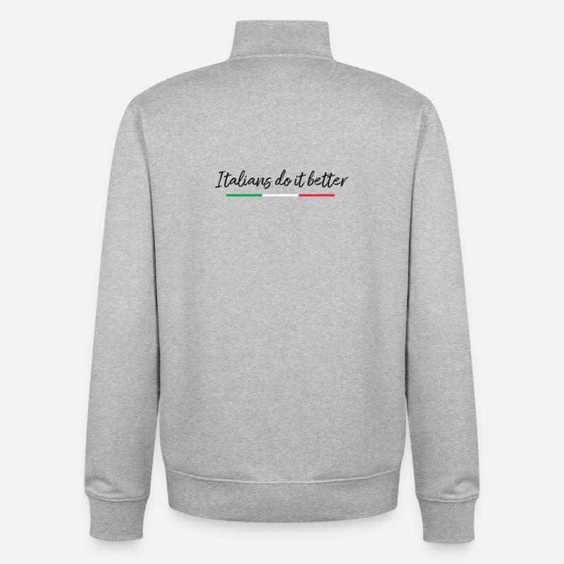 Italians do it better - Sweat zippé unisexe en coton bio Stanley/Stella - gris chiné