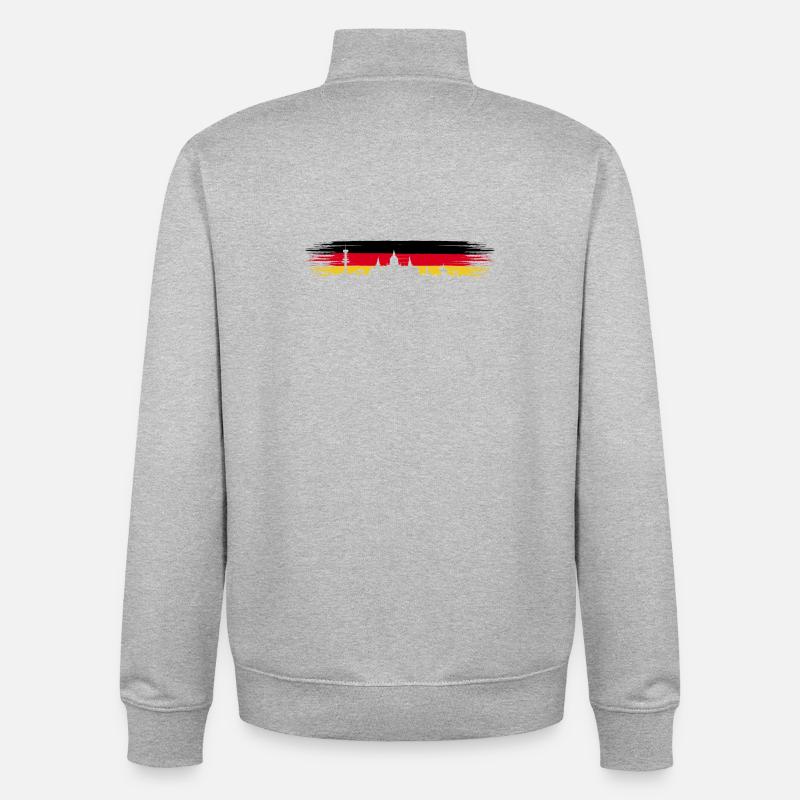 Hanovre Allemagne Drapeau Basse-Saxe Skyline - Sweat zippé unisexe en coton bio Stanley/Stella - gris chiné