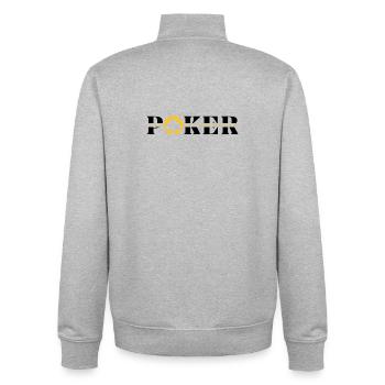 POKER ABOUT SKILL-poker articles - poker fashion - Unisex Organic Zip Sweatshirt by Stanley/Stella - heather grey - Back - AI Model Male 185 light (185cm)