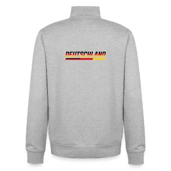 ALLEMAGNE – Look de course à rayures de vitesse - Sweat zippé unisexe en coton bio Stanley/Stella - gris chiné - Dos - AI Model Male 185 light (185cm)