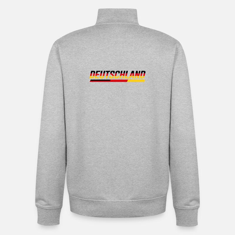 DEUTSCHLAND – Speed Stripe Racing Look - Unisex Organic Zip Sweatshirt von Stanley/Stella - Grau meliert