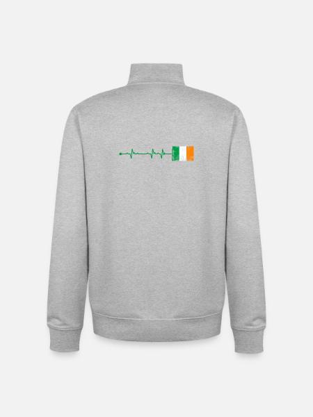 Ireland Flag Heartbeat - Unisex Organic Zip Sweatshirt by Stanley/Stella - heather grey